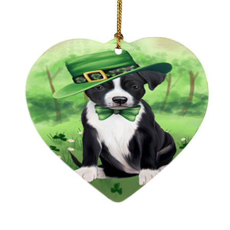 St. Patricks Day Irish Portrait American Staffordshire Terrier Dog Heart Christmas Ornament HPOR57910