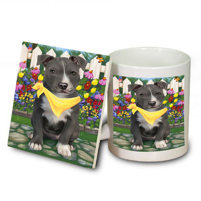 Spring Floral American Staffordshire Terrier Dog Mug and Coaster Set MUC52168