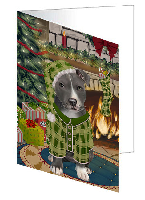 The Stocking was Hung Keeshond Dog Handmade Artwork Assorted Pets Greeting Cards and Note Cards with Envelopes for All Occasions and Holiday Seasons GCD70547