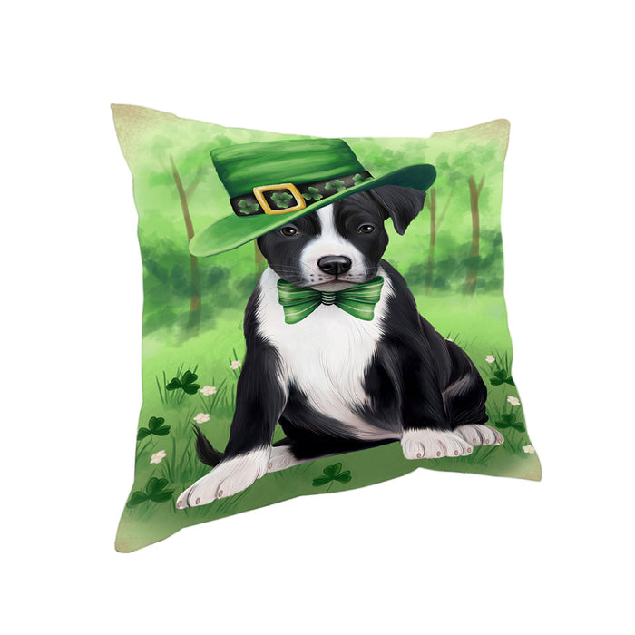 St. Patricks Day Irish Portrait American Staffordshire Terrier Dog Pillow PIL85992
