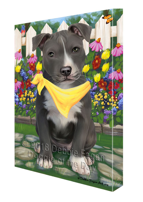 Spring Floral American Staffordshire Terrier Dog Canvas Print Wall Art Décor CVS86849