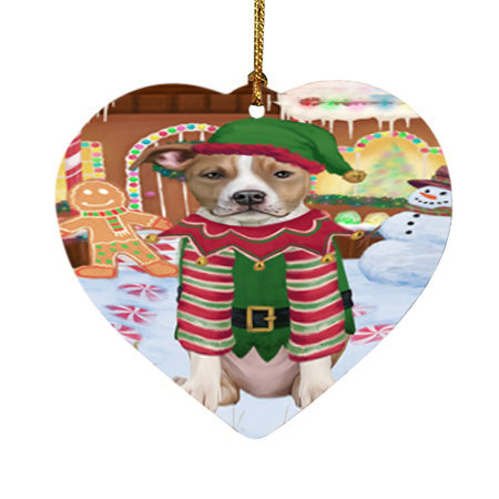 Christmas Gingerbread House Candyfest American Staffordshire Terrier Dog Heart Christmas Ornament HPOR56496
