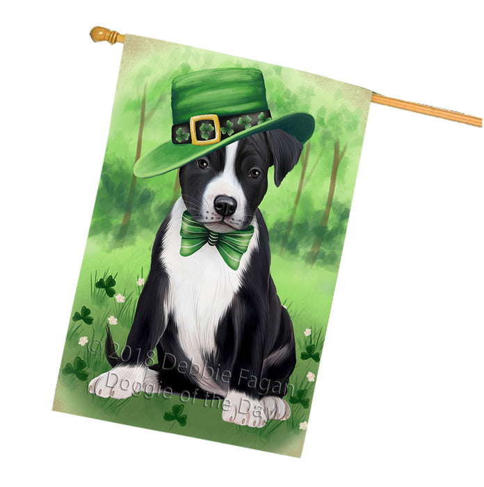 St. Patricks Day Irish Portrait American Staffordshire Terrier Dog House Flag FLG64994