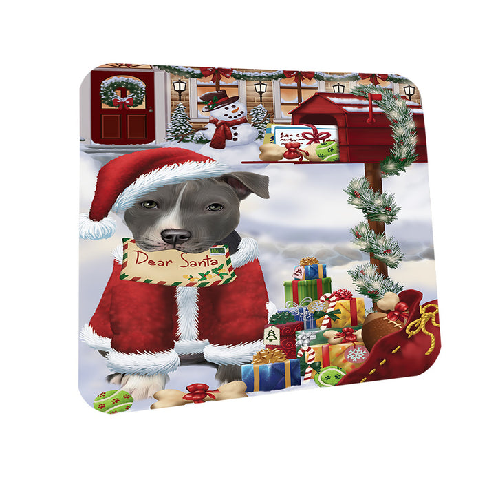 American Staffordshire Terrier Dog Dear Santa Letter Christmas Holiday Mailbox Coasters Set of 4 CST53476