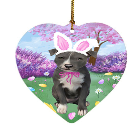 Easter Holiday American Staffordshire Terrier Dog Heart Christmas Ornament HPOR57267