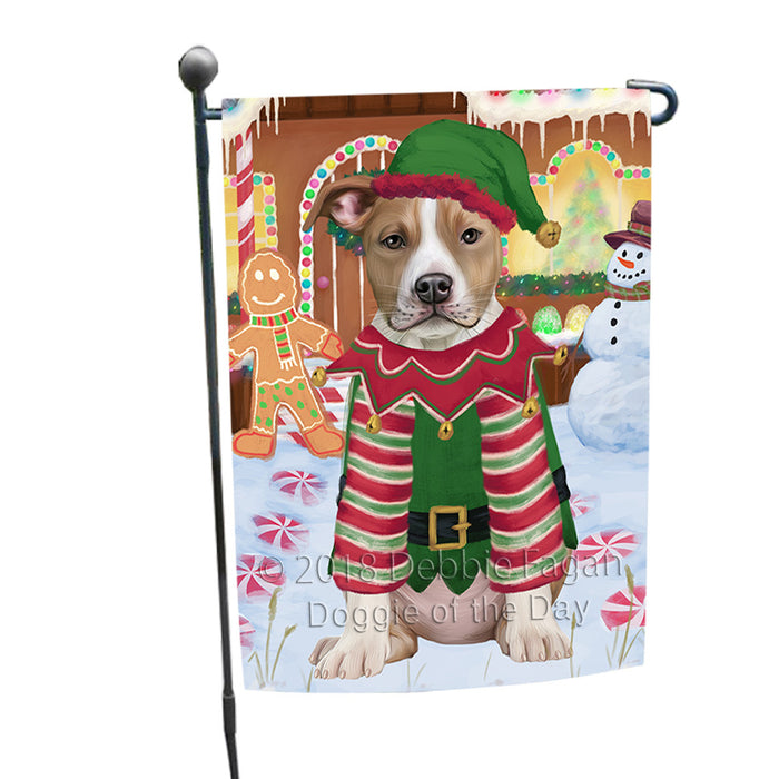 Christmas Gingerbread House Candyfest American Staffordshire Terrier Dog Garden Flag GFLG56688