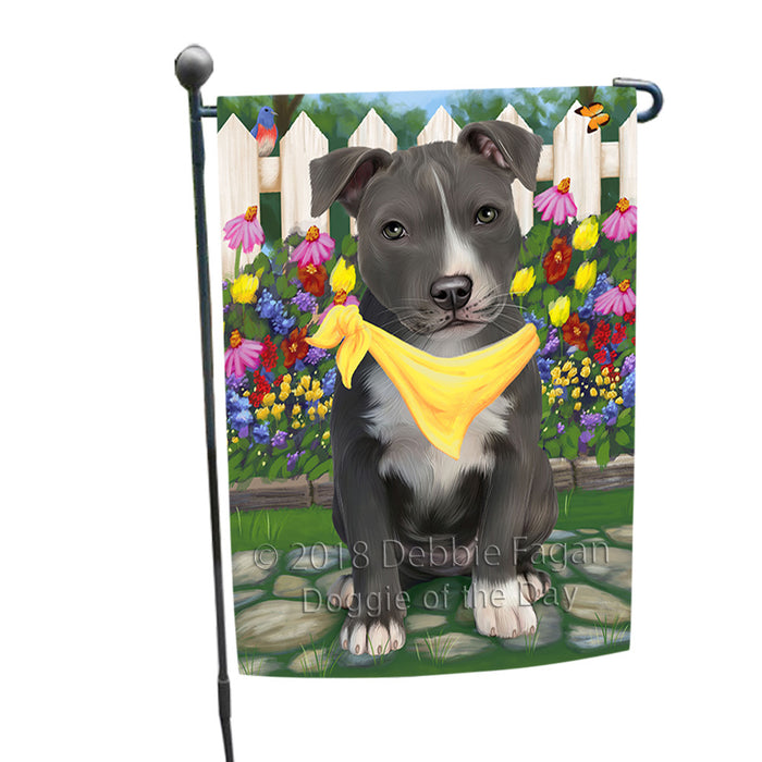 Spring Floral American Staffordshire Terrier Dog Garden Flag GFLG52173