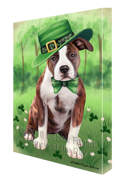 St. Patricks Day Irish Portrait American Staffordshire Terrier Dog Canvas Print Wall Art Décor CVS135179