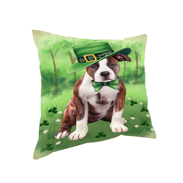 St. Patricks Day Irish Portrait American Staffordshire Terrier Dog Pillow PIL85996