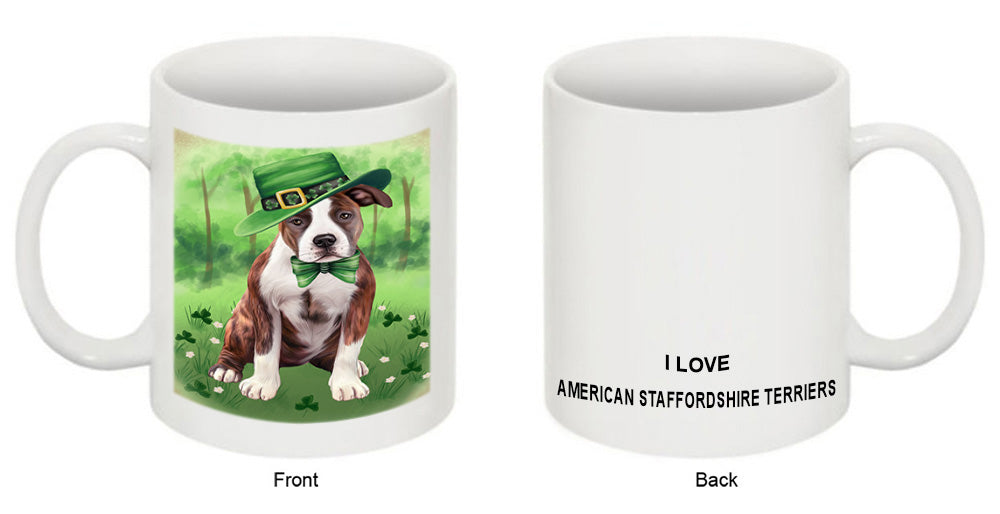 St. Patricks Day Irish Portrait American Staffordshire Terrier Dog Coffee Mug MUG52369