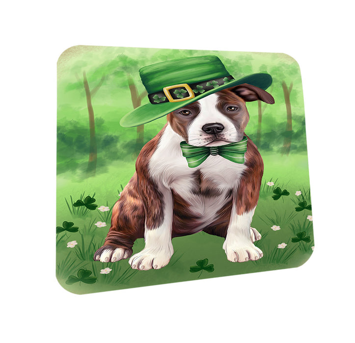 St. Patricks Day Irish Portrait American Staffordshire Terrier Dog Coasters Set of 4 CST56929