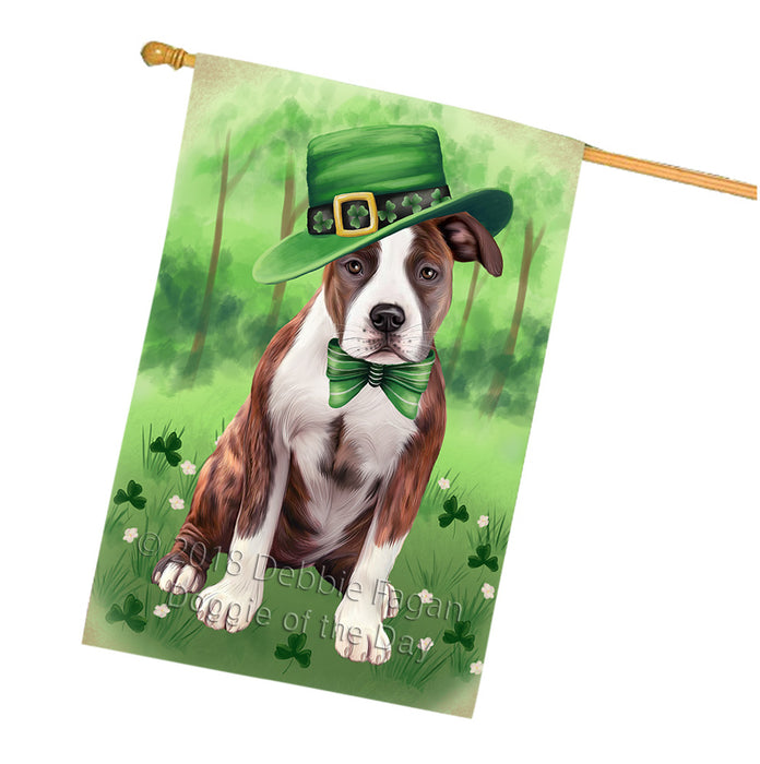 St. Patricks Day Irish Portrait American Staffordshire Terrier Dog House Flag FLG64995