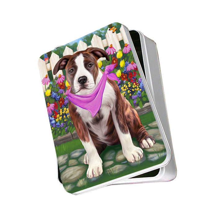 Spring Floral American Staffordshire Terrier Dog Photo Storage Tin PITN52229