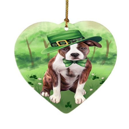 St. Patricks Day Irish Portrait American Staffordshire Terrier Dog Heart Christmas Ornament HPOR57911