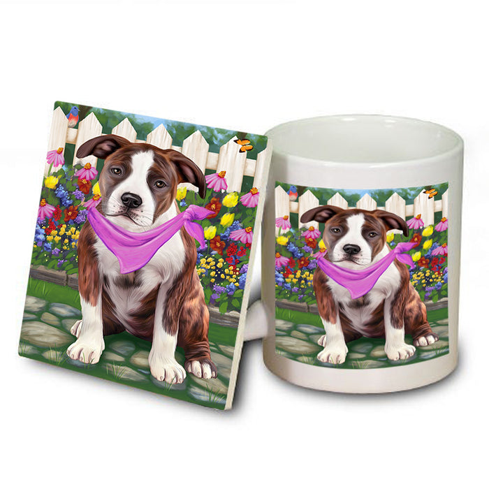 Spring Floral American Staffordshire Terrier Dog Mug and Coaster Set MUC52169