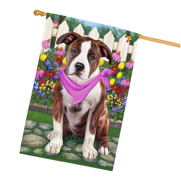 Spring Floral American Staffordshire Terrier Dog House Flag FLG52310