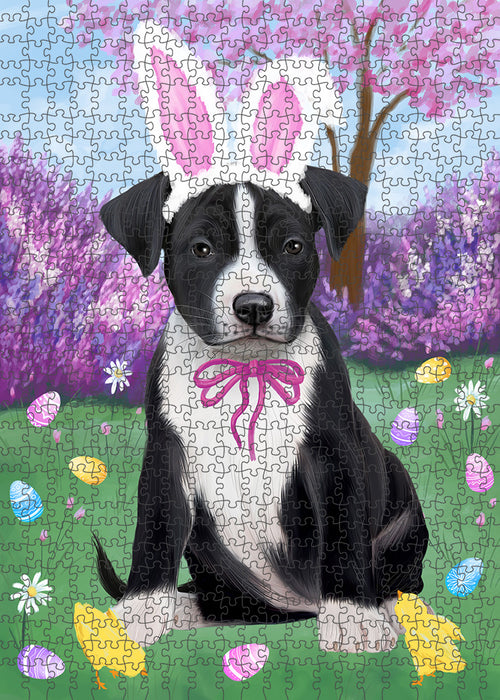 Easter Holiday American Staffordshire Terrier Dog Puzzle with Photo Tin PUZL95784