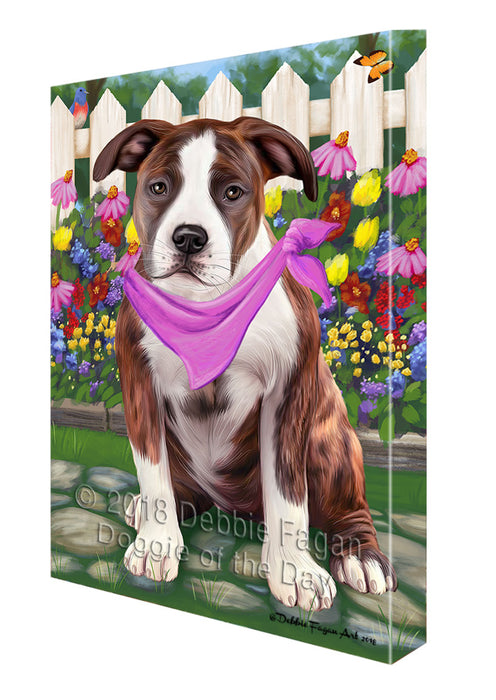 Spring Floral American Staffordshire Terrier Dog Canvas Print Wall Art Décor CVS86858