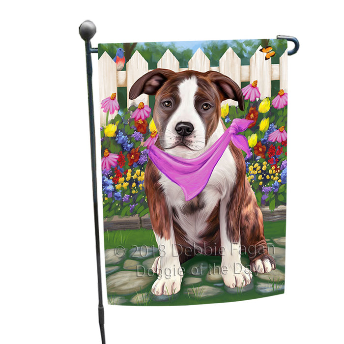 Spring Floral American Staffordshire Terrier Dog Garden Flag GFLG52174