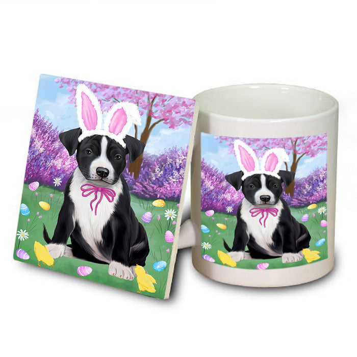 Easter Holiday American Staffordshire Terrier Dog Mug and Coaster Set MUC56859