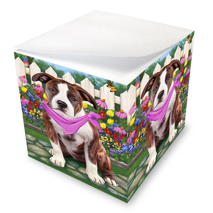 Spring Floral American Staffordshire Terrier Dog Note Cube NOC52177