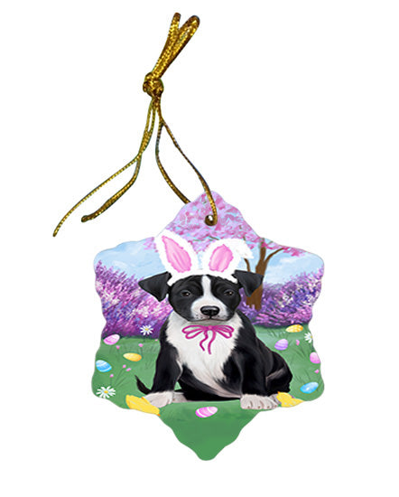 Easter Holiday American Staffordshire Terrier Dog Star Porcelain Ornament SPOR57268