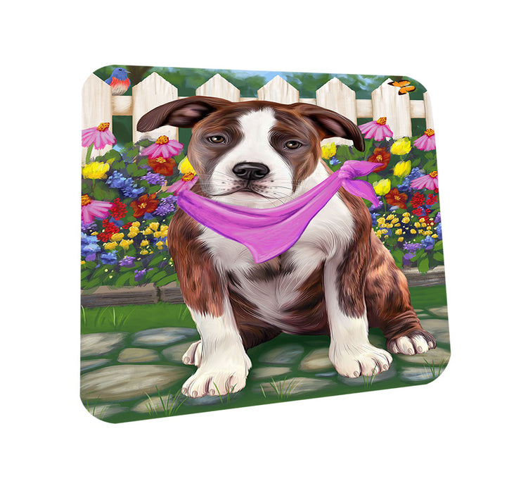 Spring Floral American Staffordshire Terrier Dog Coasters Set of 4 CST52188