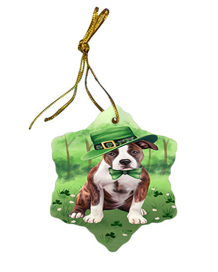 St. Patricks Day Irish Portrait American Staffordshire Terrier Dog Star Porcelain Ornament SPOR57911