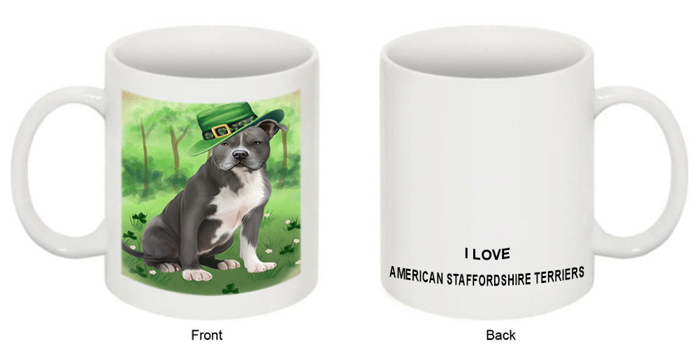 St. Patricks Day Irish Portrait American Staffordshire Terrier Dog Coffee Mug MUG52370