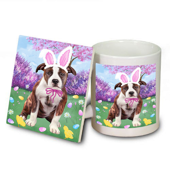 Easter Holiday American Staffordshire Terrier Dog Mug and Coaster Set MUC56860