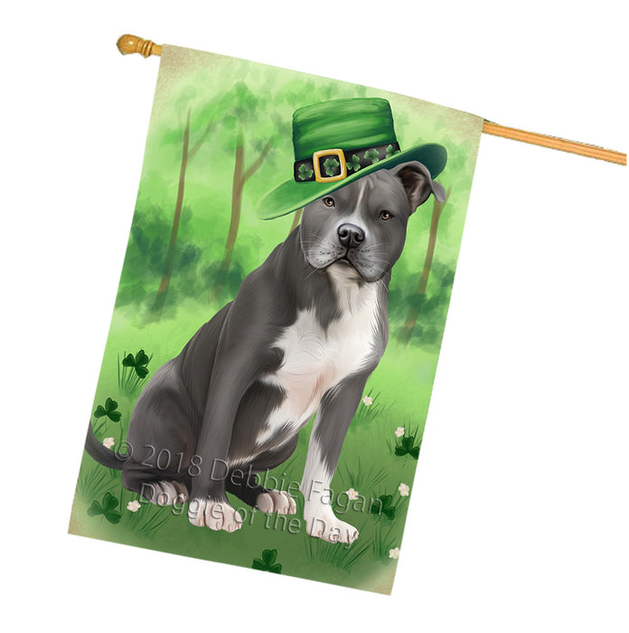 St. Patricks Day Irish Portrait American Staffordshire Terrier Dog House Flag FLG64996