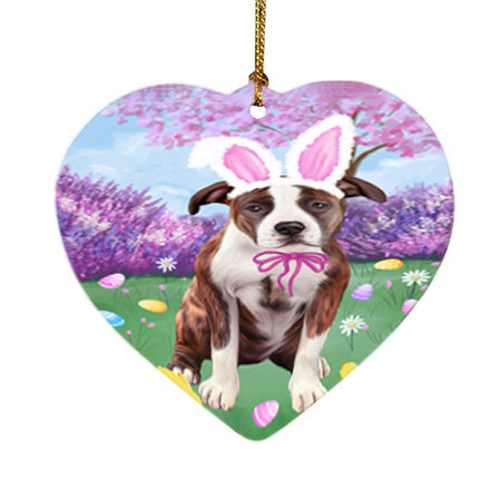 Easter Holiday American Staffordshire Terrier Dog Heart Christmas Ornament HPOR57269