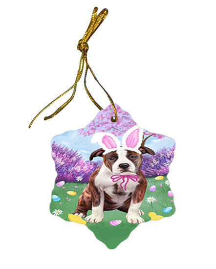 Easter Holiday American Staffordshire Terrier Dog Star Porcelain Ornament SPOR57269