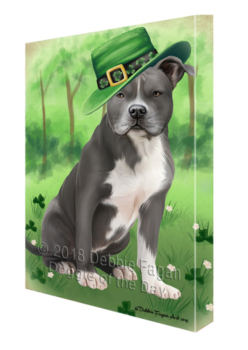 St. Patricks Day Irish Portrait American Staffordshire Terrier Dog Canvas Print Wall Art Décor CVS135188