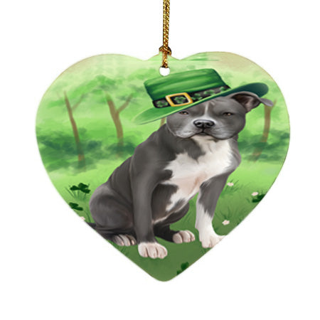 St. Patricks Day Irish Portrait American Staffordshire Terrier Dog Heart Christmas Ornament HPOR57912
