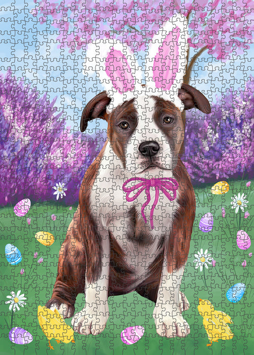 Easter Holiday American Staffordshire Terrier Dog Puzzle with Photo Tin PUZL95788
