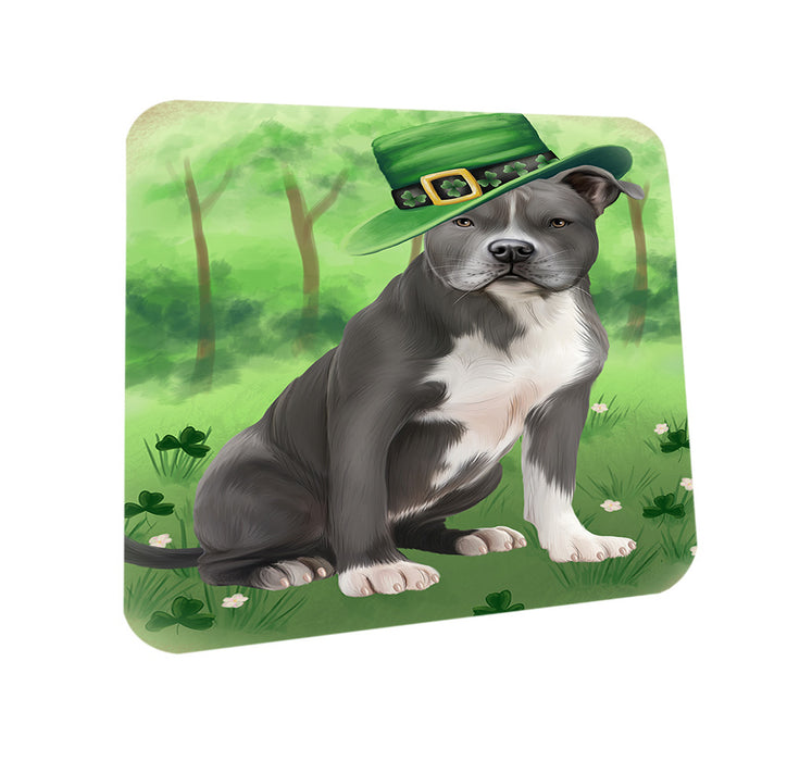 St. Patricks Day Irish Portrait American Staffordshire Terrier Dog Coasters Set of 4 CST56930