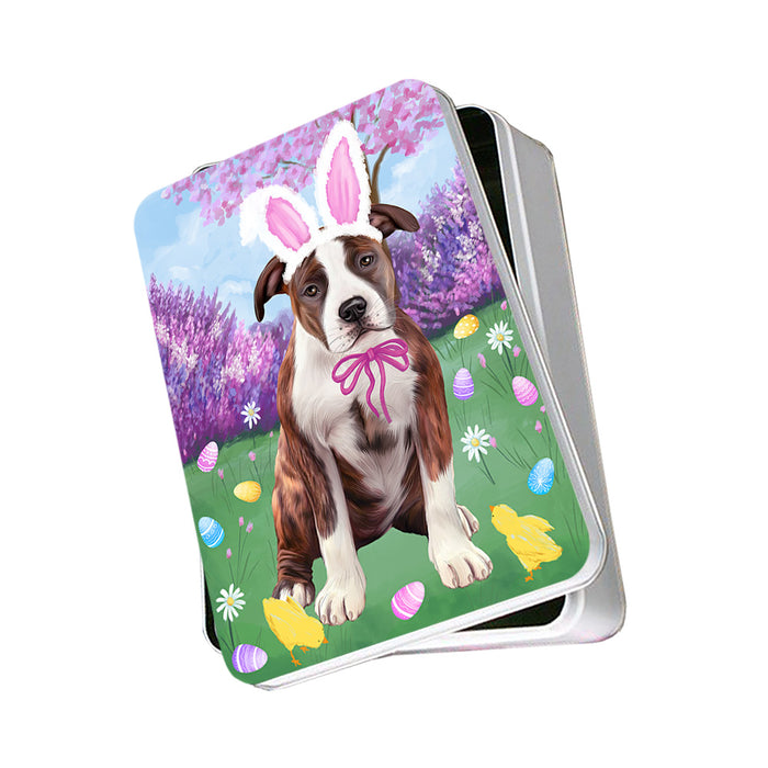 Easter Holiday American Staffordshire Terrier Dog Photo Storage Tin PITN56811