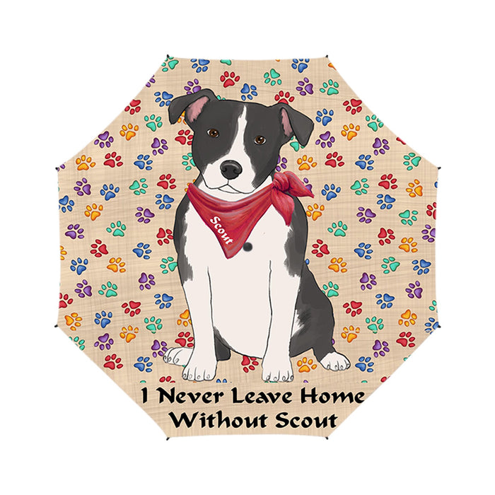 Custom Pet Name Personalized I never Leave Home American Staffordshire Terrier Dog Semi-Automatic Foldable Umbrella