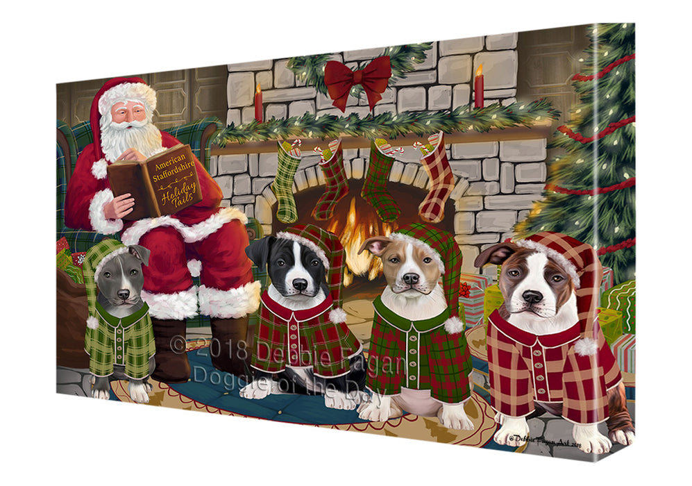 Christmas Cozy Holiday Tails American Staffordshire Terriers Dog Canvas Print Wall Art Décor CVS115730