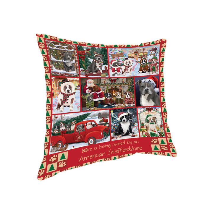 Love is Being Owned Christmas American Staffordshire Terrier Dogs Pillow PIL85620