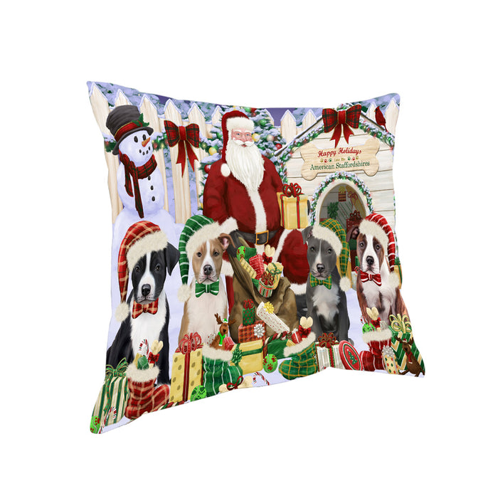 Christmas Dog House American Staffordshire Terriers Dog Pillow PIL66532