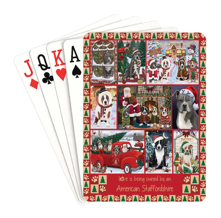 Love is Being Owned Christmas American Staffordshire Terrier Dogs Playing Card Decks