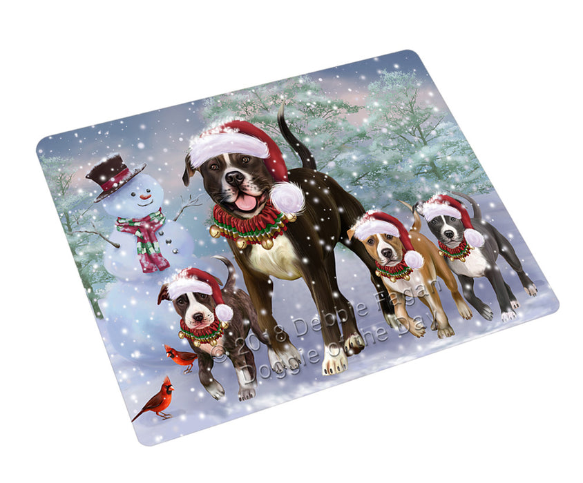 Christmas Running Family American Staffordshire Terrier Dogs Cutting Board C76917