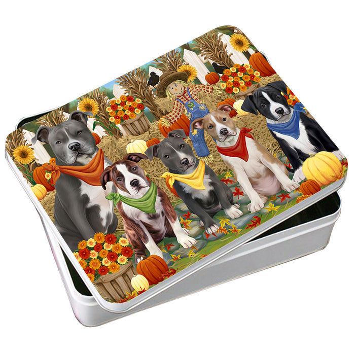 Harvest Time Festival Day American Staffordshire Terriers Dog Photo Storage Tin PITN52362