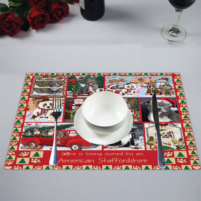 Love is Being Owned Christmas American Staffordshire Terrier Dogs Placemat