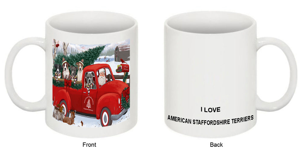 Christmas Santa Express Delivery American Staffordshire Terriers Dog Family Coffee Mug MUG50398