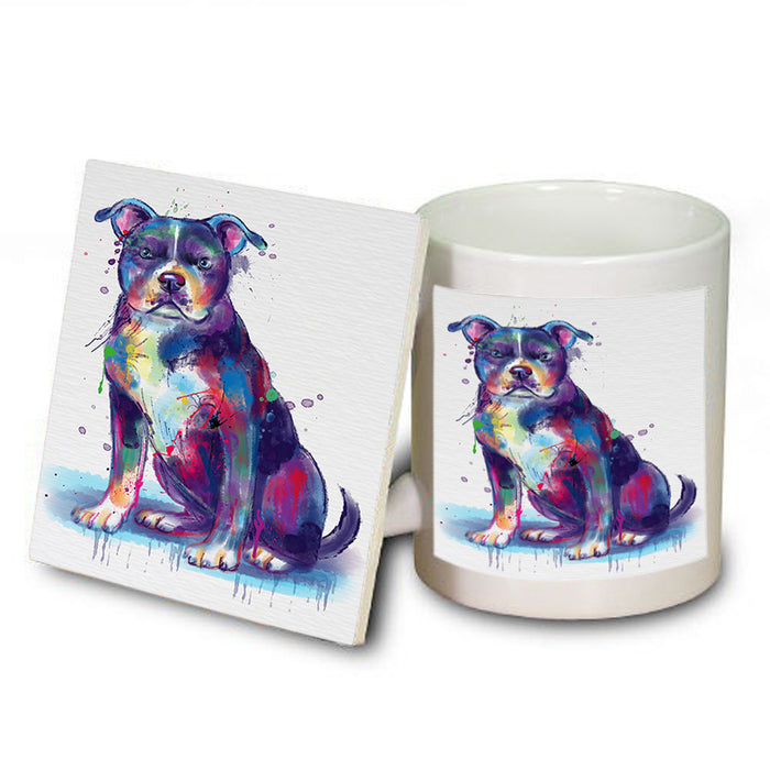 Watercolor American Staffordshire Terrier Dog Mug and Coaster Set MUC57060