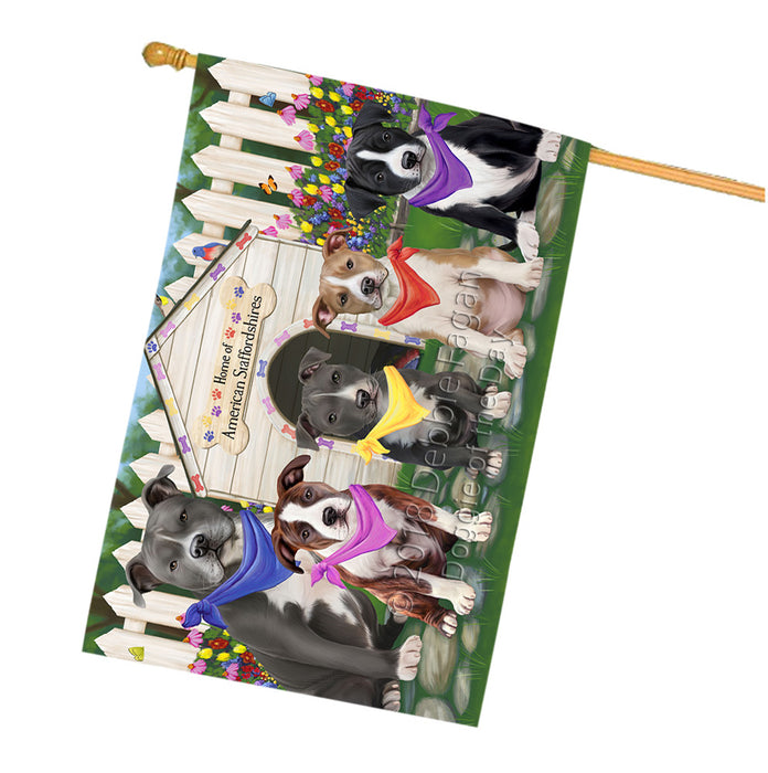 Spring Dog House American Staffordshire Terriers Dog House Flag FLG52279
