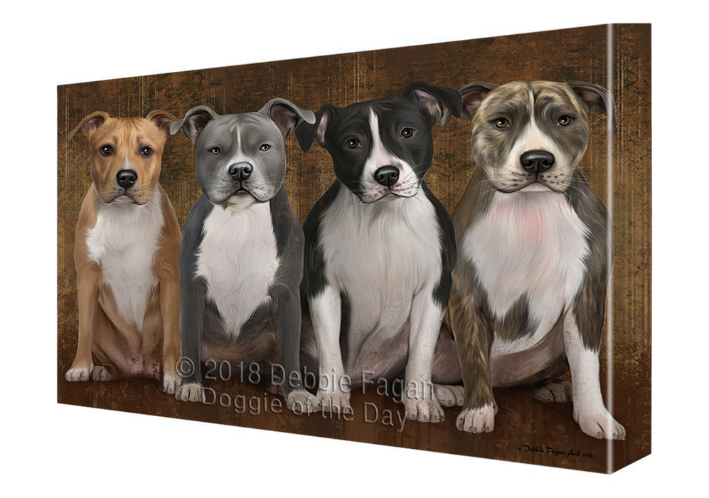 Rustic 4 American Staffordshire Terriers Dog Canvas Wall Art CVS61761